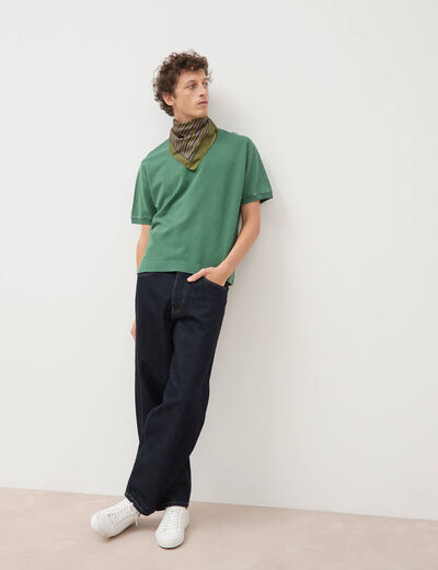 Sweat ample col rond manches courtes vert homme