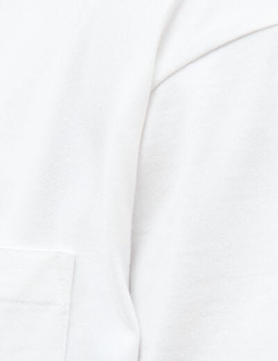 T-shirt droit en coton col ras du cou blanc homme