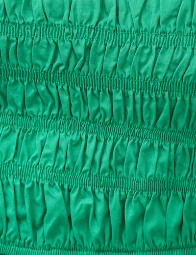 Robe bretelles col carr&eacute; en coton vert femme