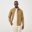 Chemise col classique en velours vert kaki homme