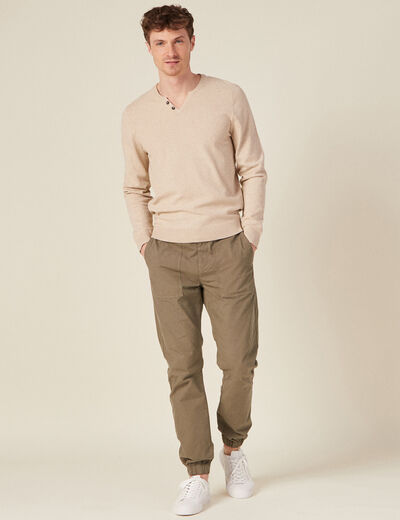 Pull manches longues beige homme