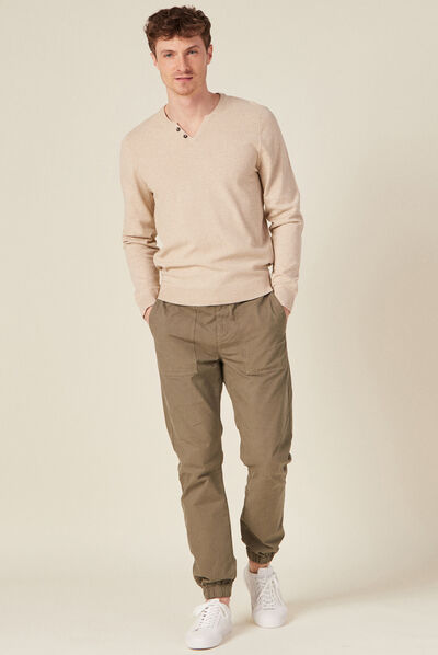 Pull manches longues beige homme