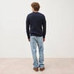 Pull col v manches longues bleu marine homme