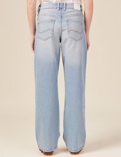Jeans wide leg denim bleach femme