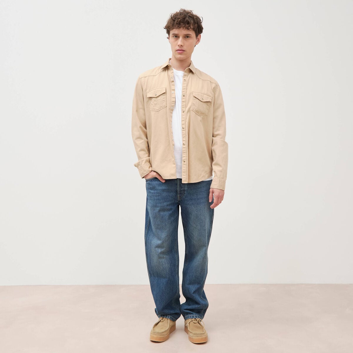 Jeans large relaxed denim stone homme