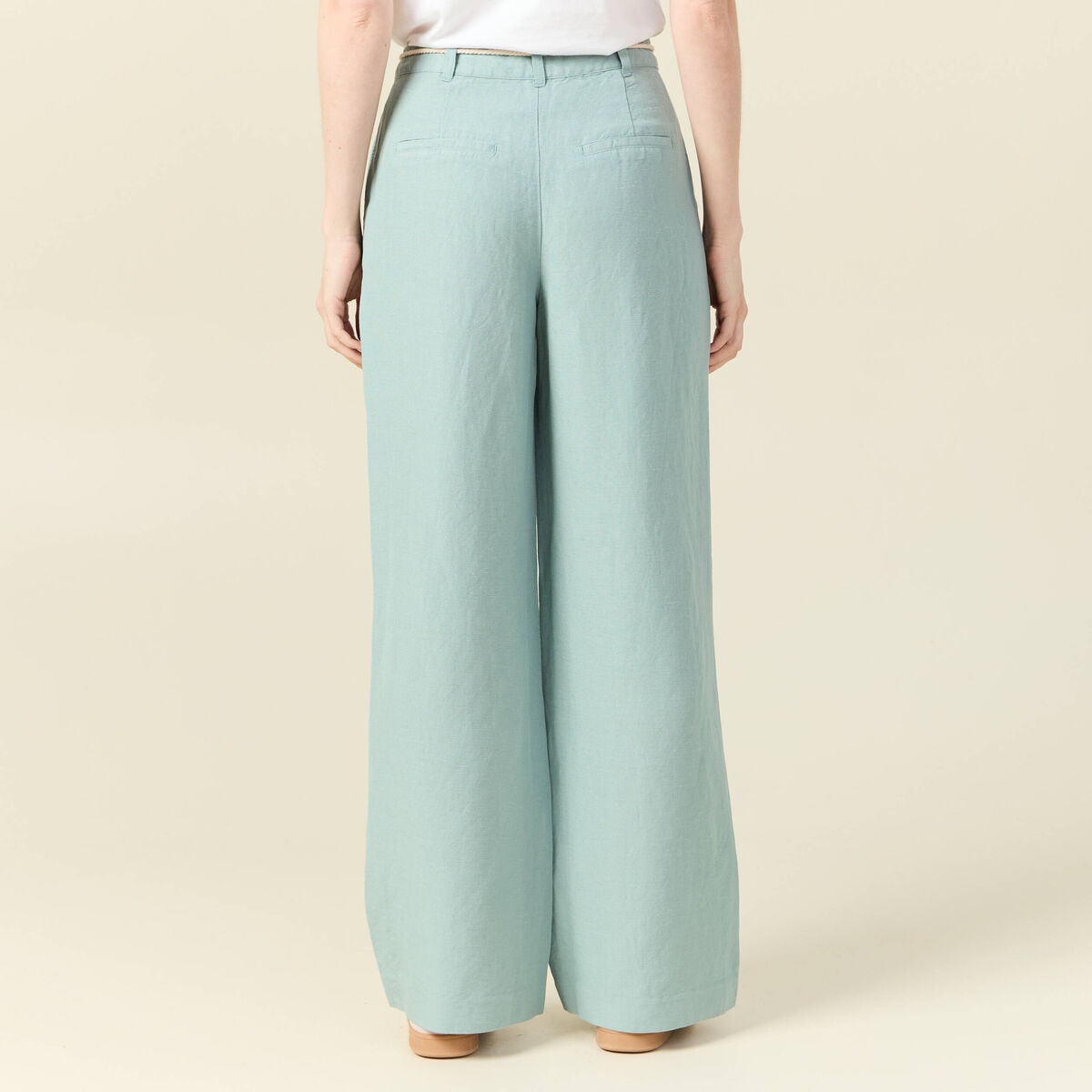 Pantalon loose taille haute vert pastel femme