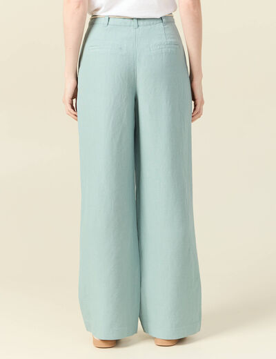 Pantalon loose taille haute vert pastel femme