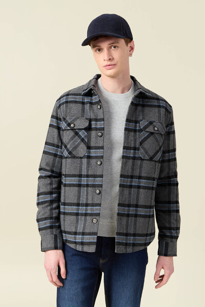 Veste surchemise droite bleu gris homme
