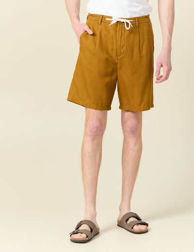 Bermuda droite à coulisse camel homme