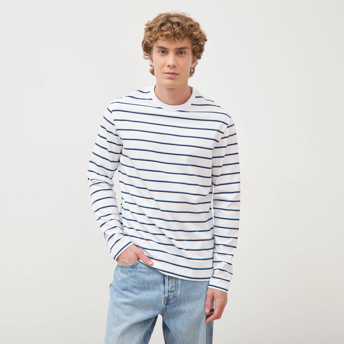 Marini&egrave;re manches longues col ras du cou bleu violet homme
