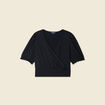 Blouse cropped manches courtes noir femme
