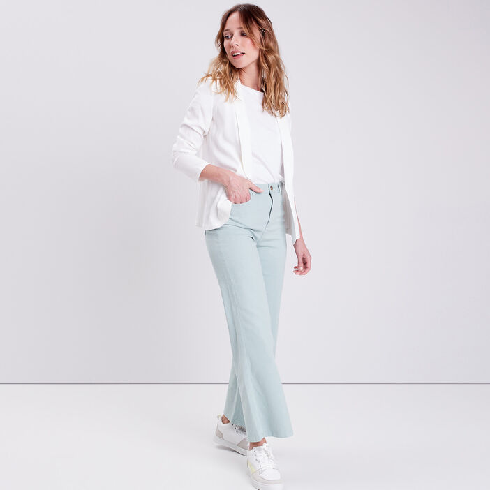 Pantalon large taille haute vert olive femme