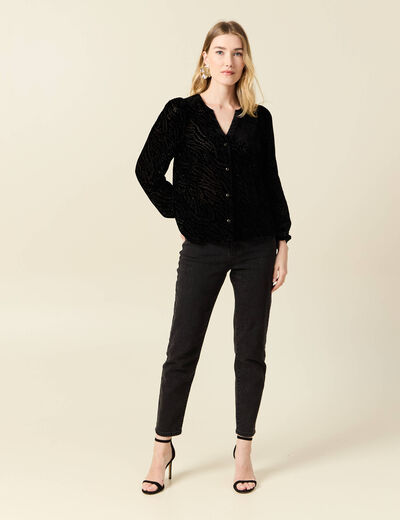 Chemise manches longues noir femme