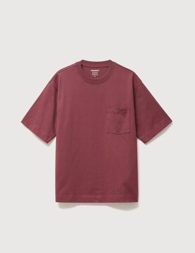 T-shirt droit en coton col ras du cou vieux rose homme