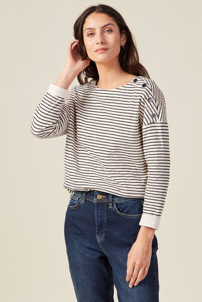 T-shirt manches longues bleu foncé femme