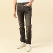 Jeans straight longueur 34 denim marron fonc&eacute; homme