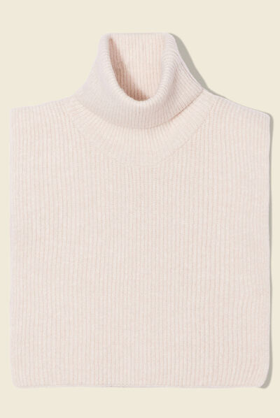 Col roulé tricoté creme femme