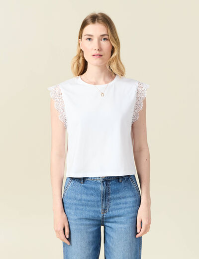 T-shirt manches courtes blanc femme