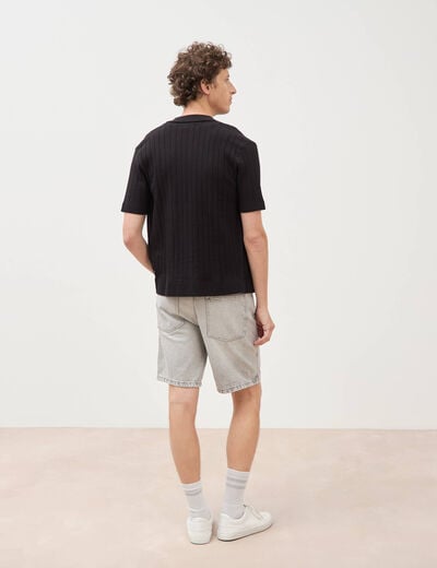 Chemise en coton manches courtes noir homme