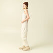 Jeans barrel 7/8&egrave;me avec ceinture denim blanc femme