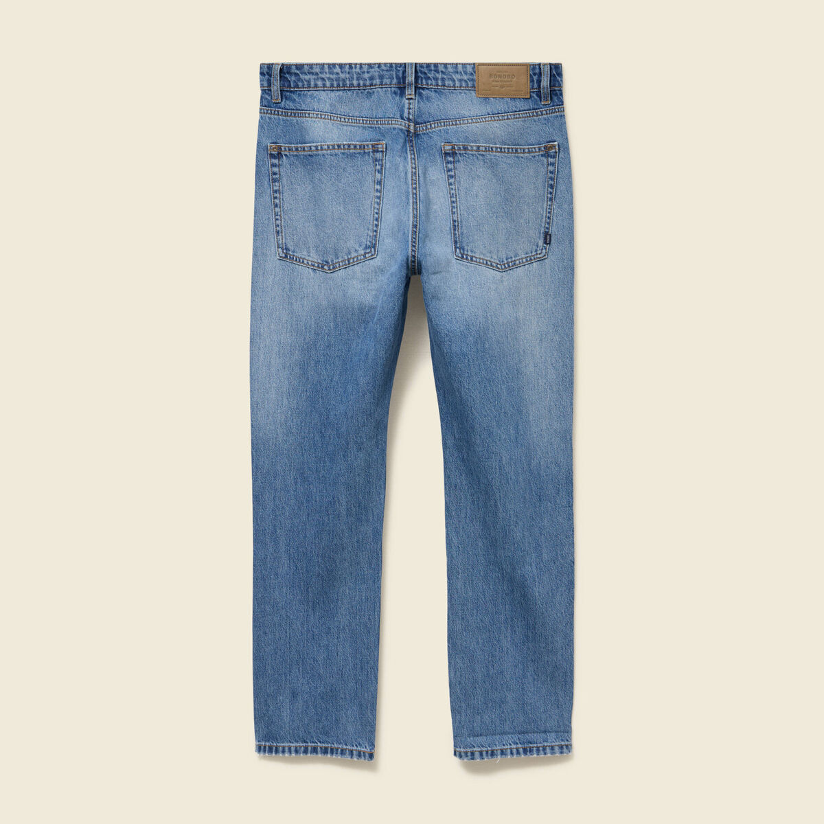 Jeans straight longueur 32 en coton denim stone homme