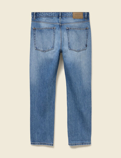 Jeans straight longueur 32 en coton denim stone homme