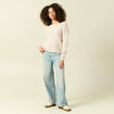 Pull r&eacute;versible manches longues col rond creme femme