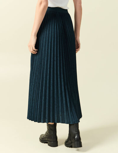 Jupe satin&eacute;e bleu canard femme