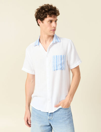 Chemise manches courtes blanc homme