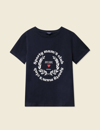 T-shirt manches courtes bleu marine femme