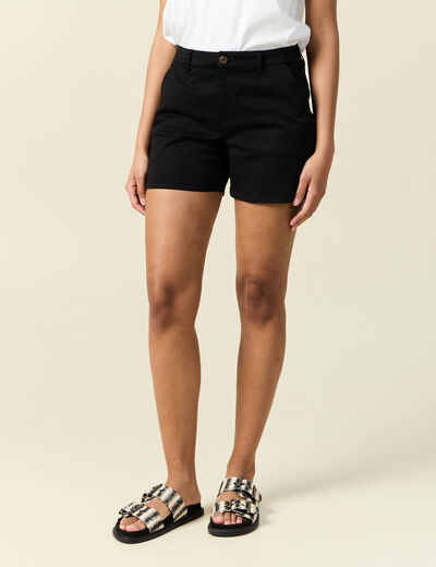 Short chino éco-responsable noir femme
