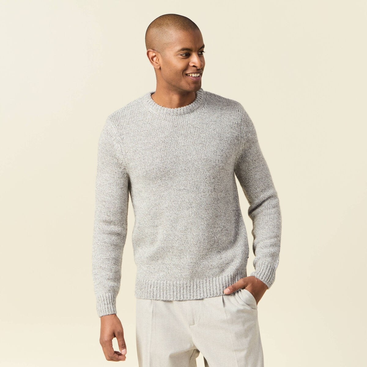 Pull manches longues gris homme