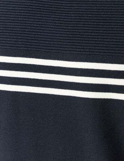 Pull fin col rond manches longues bleu marine homme