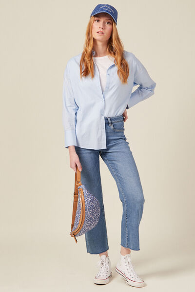 Jeans bootcut cropped denim used femme