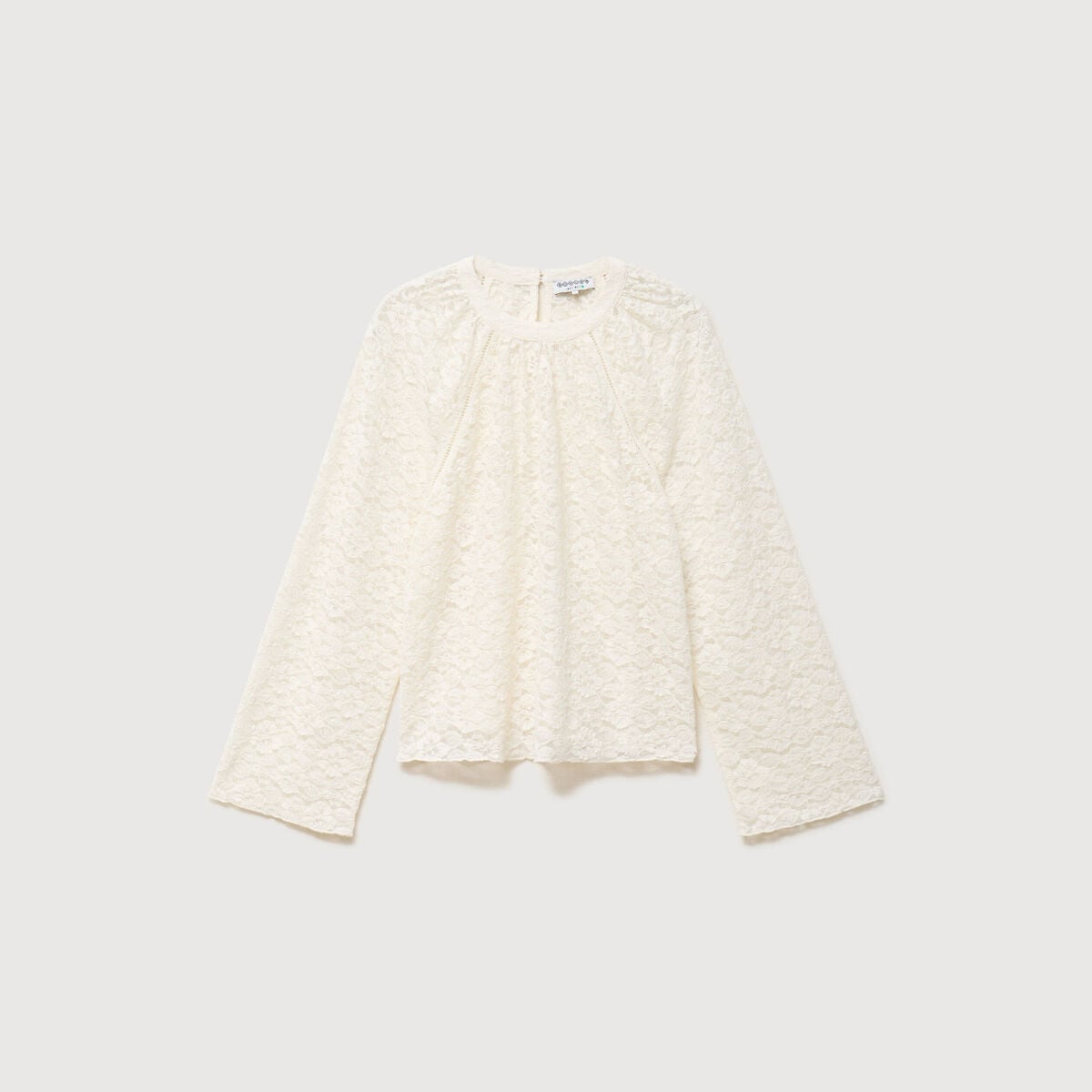 Blouse droite en dentelle ecru femme