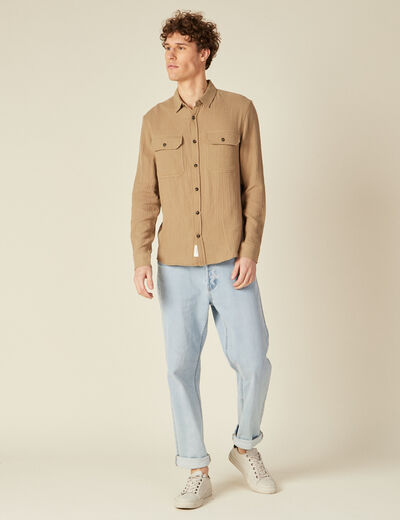 Chemise manches longues vert kaki homme