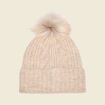 Bonnet avec pompon marron clair femme