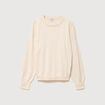 Pull droit col rond manches longues creme femme