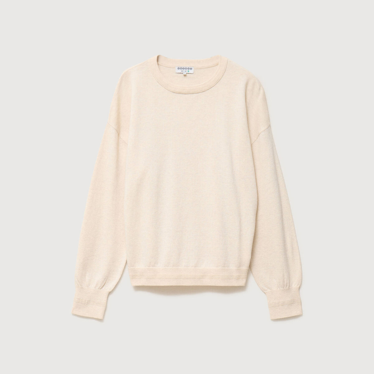Pull droit col rond manches longues creme femme