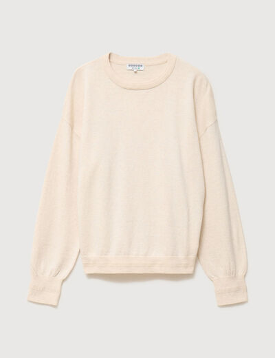 Pull droit col rond manches longues creme femme