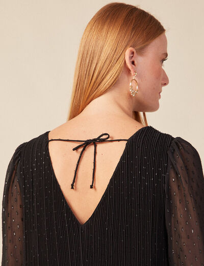 Robe trapèze plissée noir femme