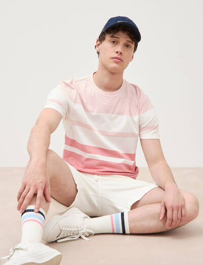 T-shirt manches courtes rose poudr&eacute;e homme