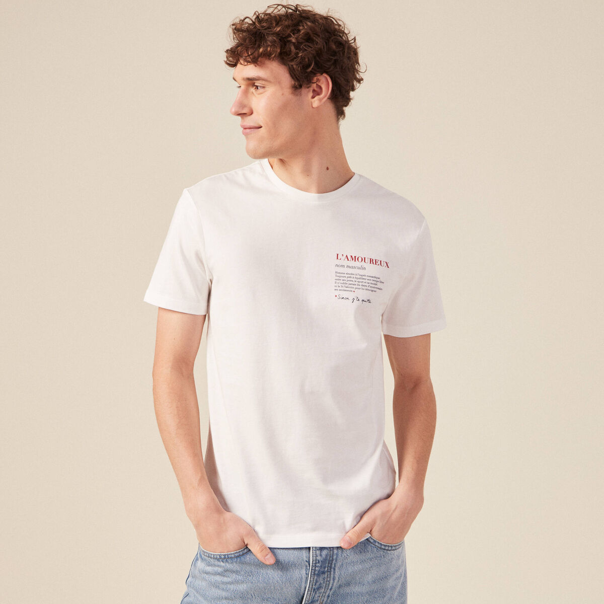 T-shirt manches courtes ecru homme