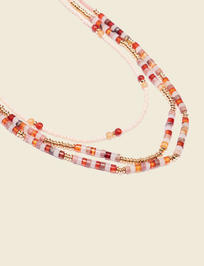 Collier 3 rangs avec perles multicolore femme