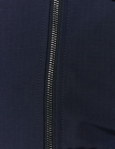 Parka courte à capuche bleu marine homme