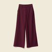 Pantalon large taille haute prune femme