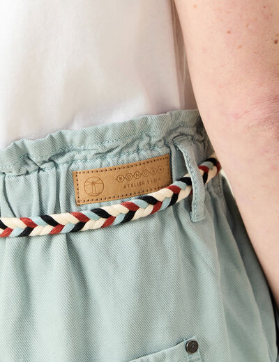 Short paperbag ceinturé vert pastel femme