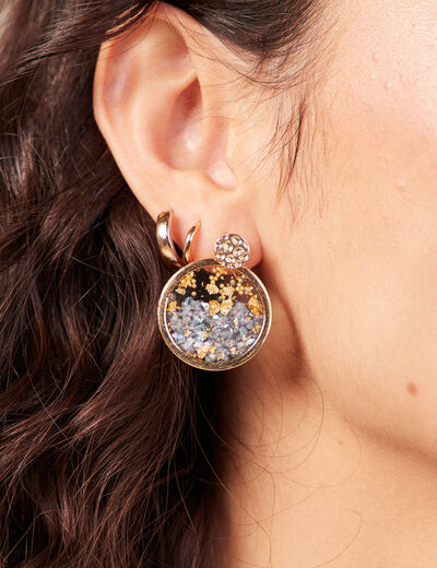 Boucles d'oreilles pendantes noir femme