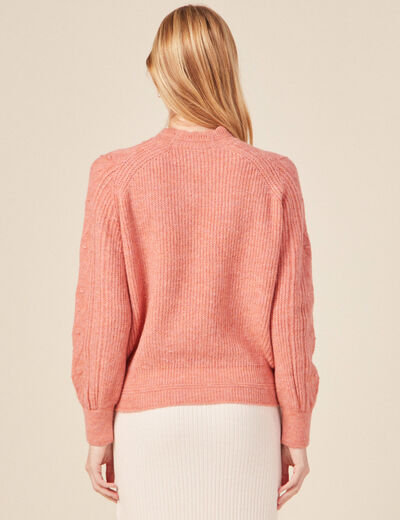 Pull manches longues rose femme