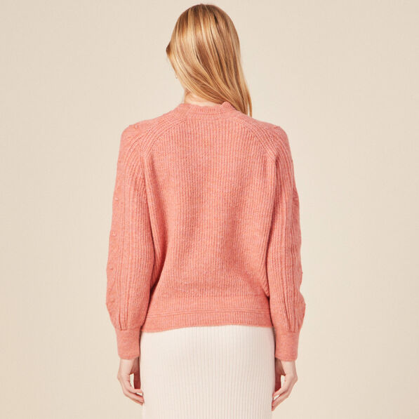 Pull manches longues rose femme